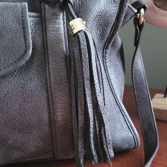 Aimee Kestenberg Heston Satchel Charcoal Gray Washed Nubuck Leather Bag - Picture 4 of 15